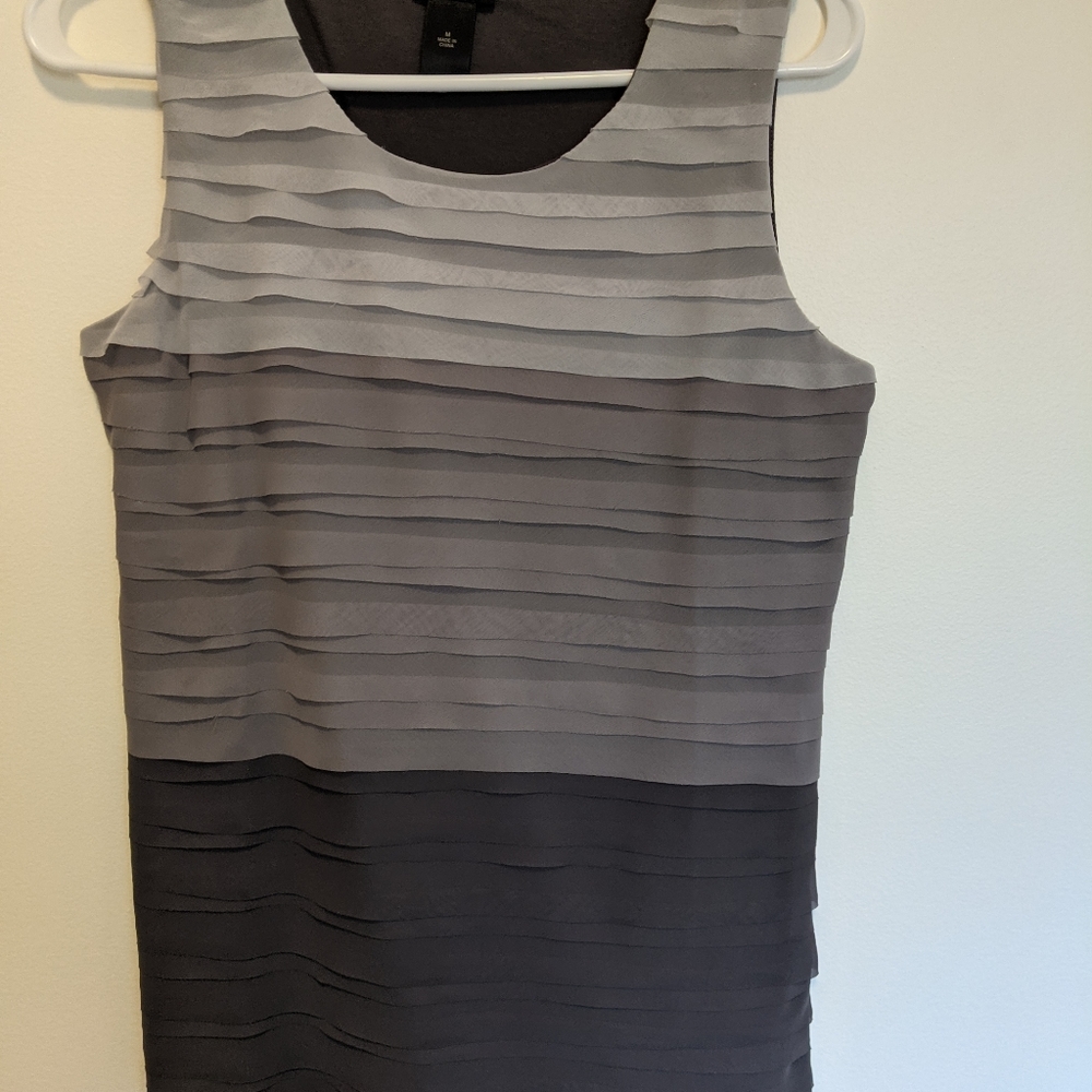 Tiered ruffle tank top by Ann Taylor, gray ombre